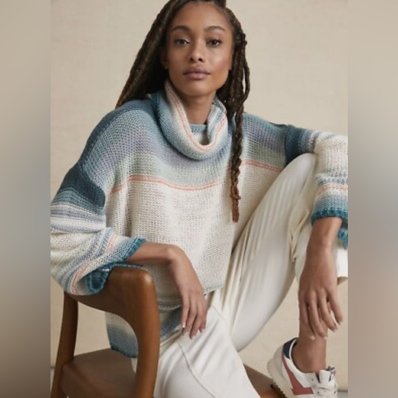 Anthropologie Courtney blue Ombre Cowl Neck Sweater small